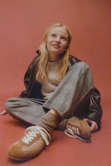 WARM CHECK BARREL TROUSERS - Light beige by Zara