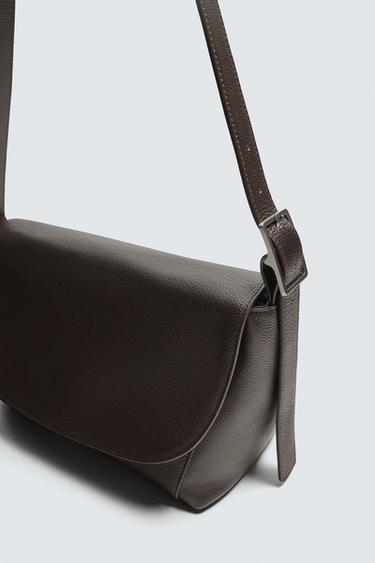 LEATHER CROSSBODY BAG - Brown by Zara - Image 4