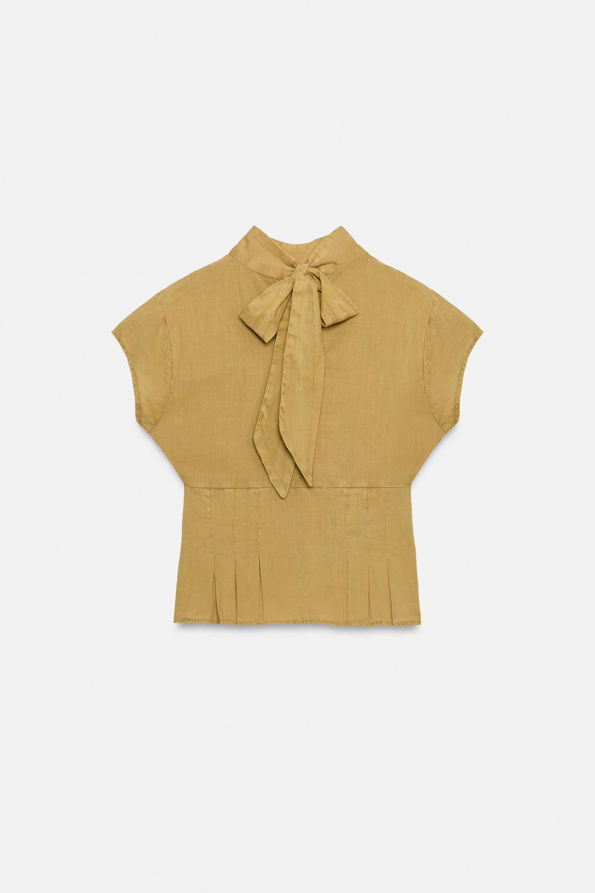 TIE OPENING TOP - Caramel | ZARA United States