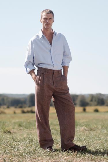 WOLLEN VISGRAATBROEK IN LIMITED EDITION - Granaat van Zara