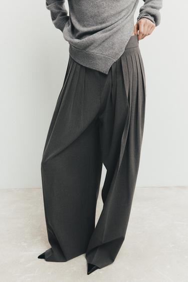 PANTALÓN PINZAS ZW COLLECTION - Gris de Zara