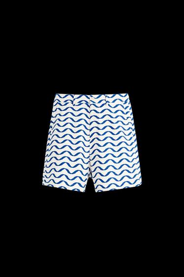Zara WAVY SHORTS - Blue / White