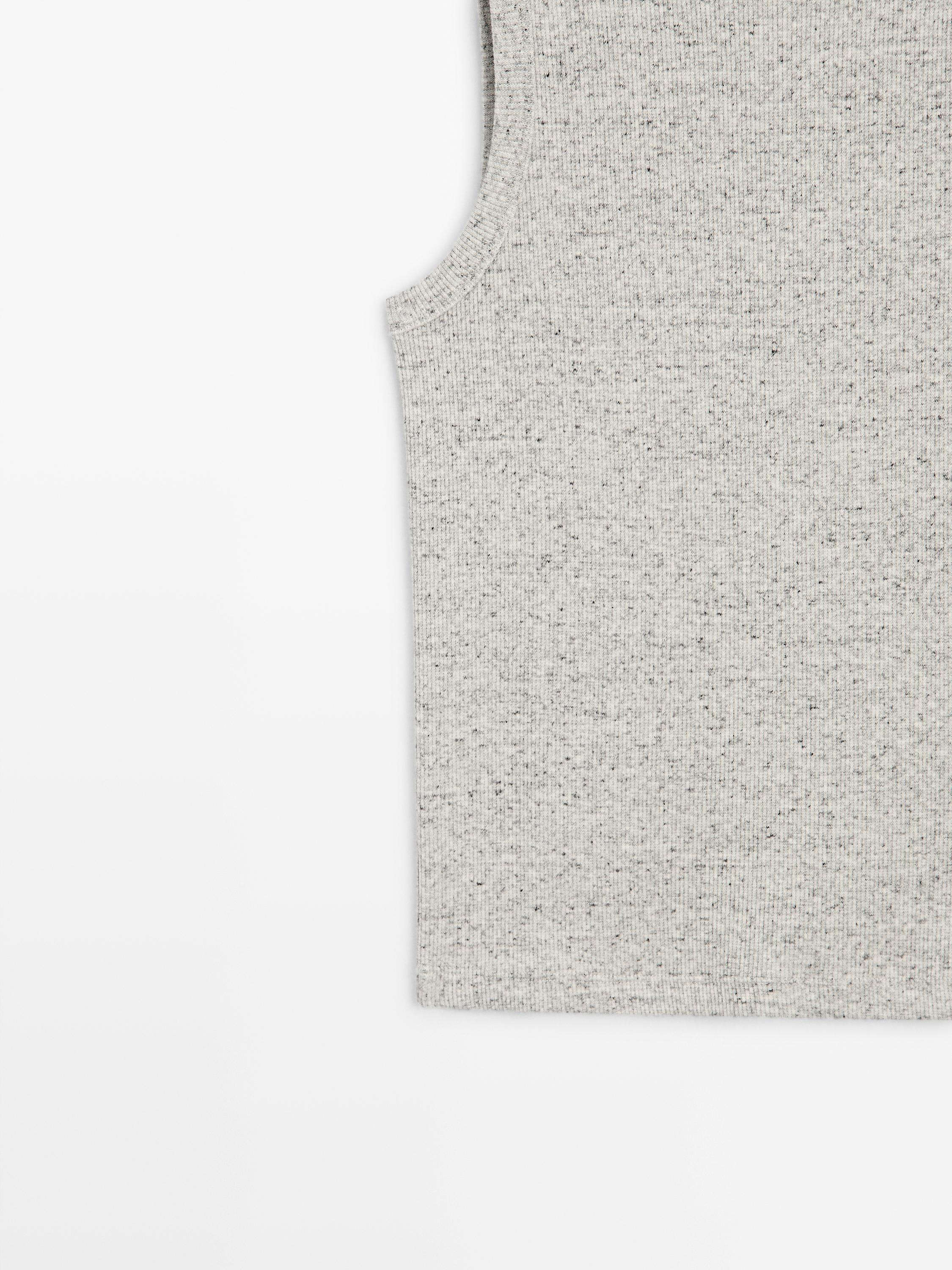 Sleeveless cotton blend T-shirt