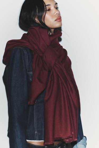 Zara SOLID SOFT SCARF - Maroon - Image 0