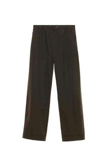 CALÇA DE PIJAMA JACQUARD - Marrom da Zara