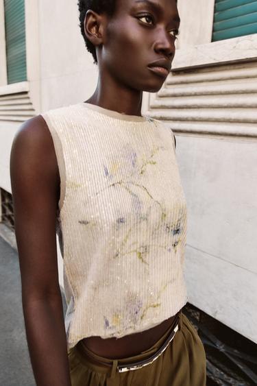 TOP EN MAILLE PAILLETTES - Multicolore de Zara - Image 1