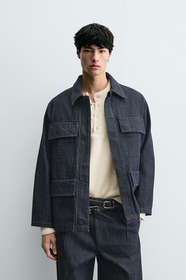 RELAXED FIT DENIM JACKET WITH POCKETS - Indigo by Zara
