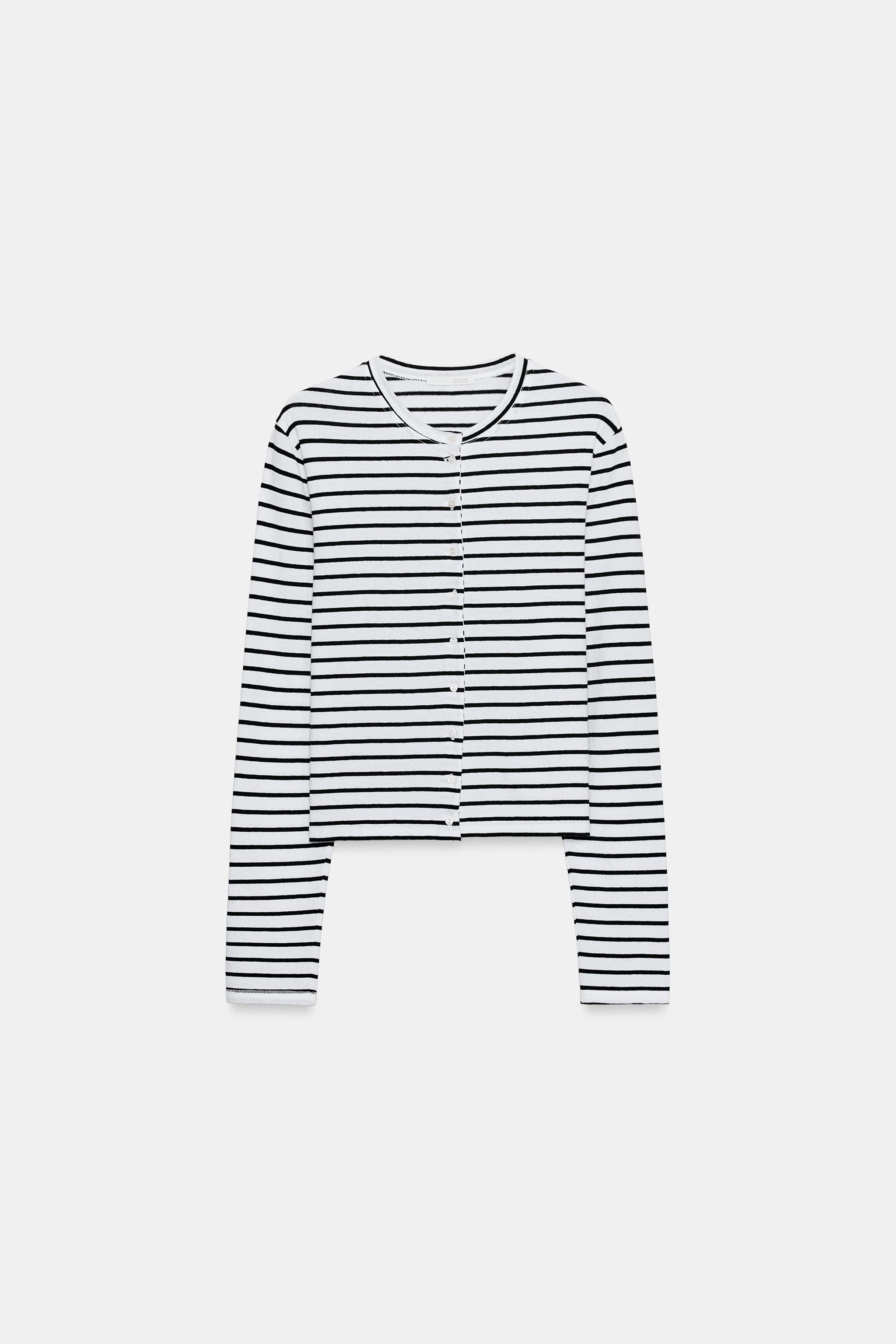 Женские футболки Zara 100% COTTON BUTTON T-SHIRT — фото 5