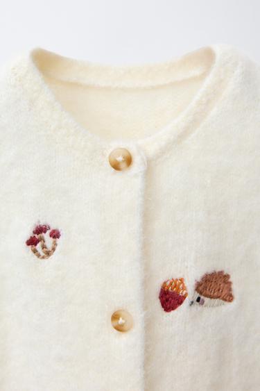 EMBROIDERED HEDGEHOG KNIT DUNGAREES - Ecru by Zara - Image 1