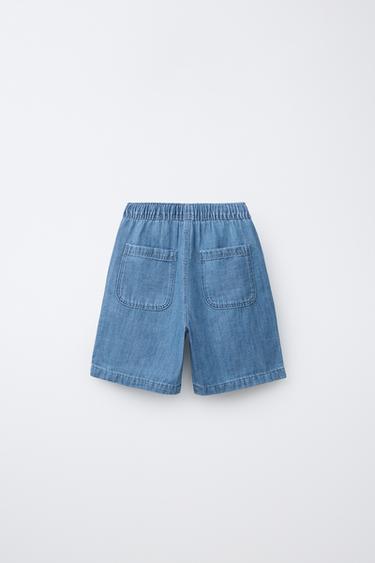 DENIM BERMUDA SHORTS WITH COTTON AND LINEN - Blue by Zara - Image 1