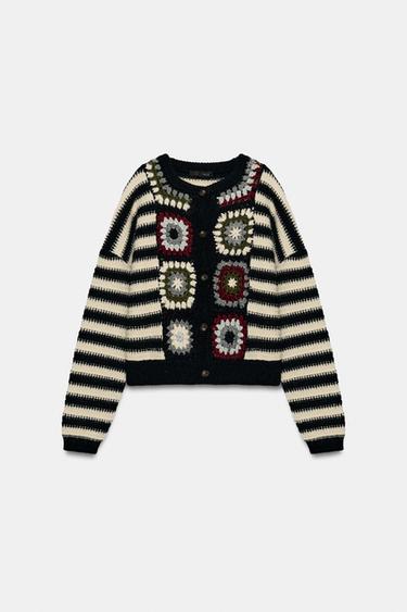 CROCHET STRIPED CARDIGAN - Multicoloured by Zara - Image 0