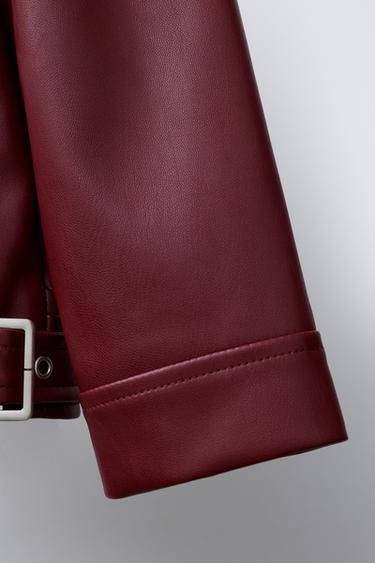 FAUX LEATHER JACKET WITH BUCKLES - Burgundy by Zara - Image 5