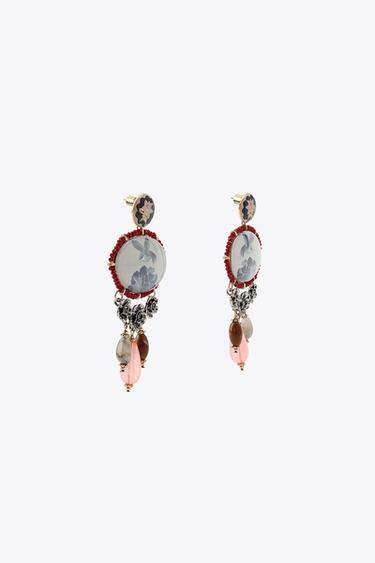 BOUCLES D'OREILLES CHARMS PIERRES RÉSINE - Doré de Zara - Image 3