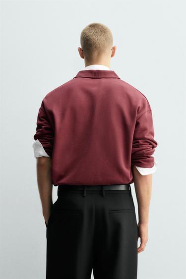 BOXY FIT POLO SHIRT - Burgundy by Zara - Image 2