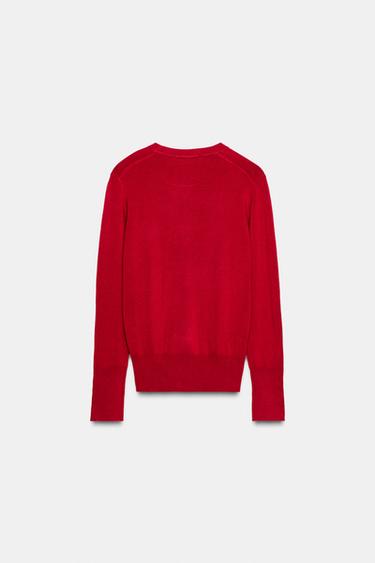 JERSEY BÁSICO PUNTO LISO - Rojo oscuro de Zara