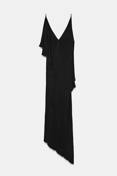 ZW COLLECTION ASYMMETRIC MIDI DRESS - Black by Zara - Image 6