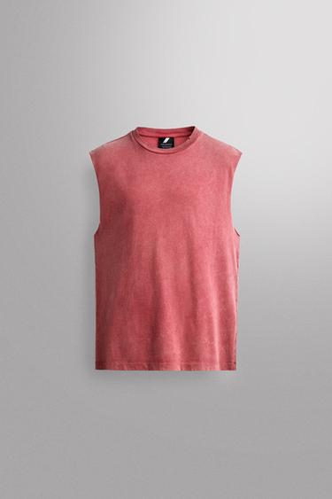 CAMISETA TANK RUNNING ALGODÓN - Rojo de Zara