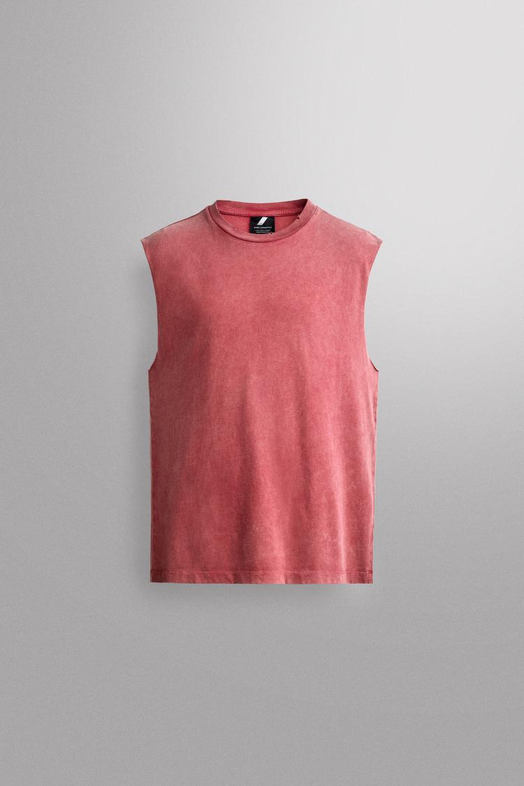 COTTON RUNNING TANK T-SHIRT — Red