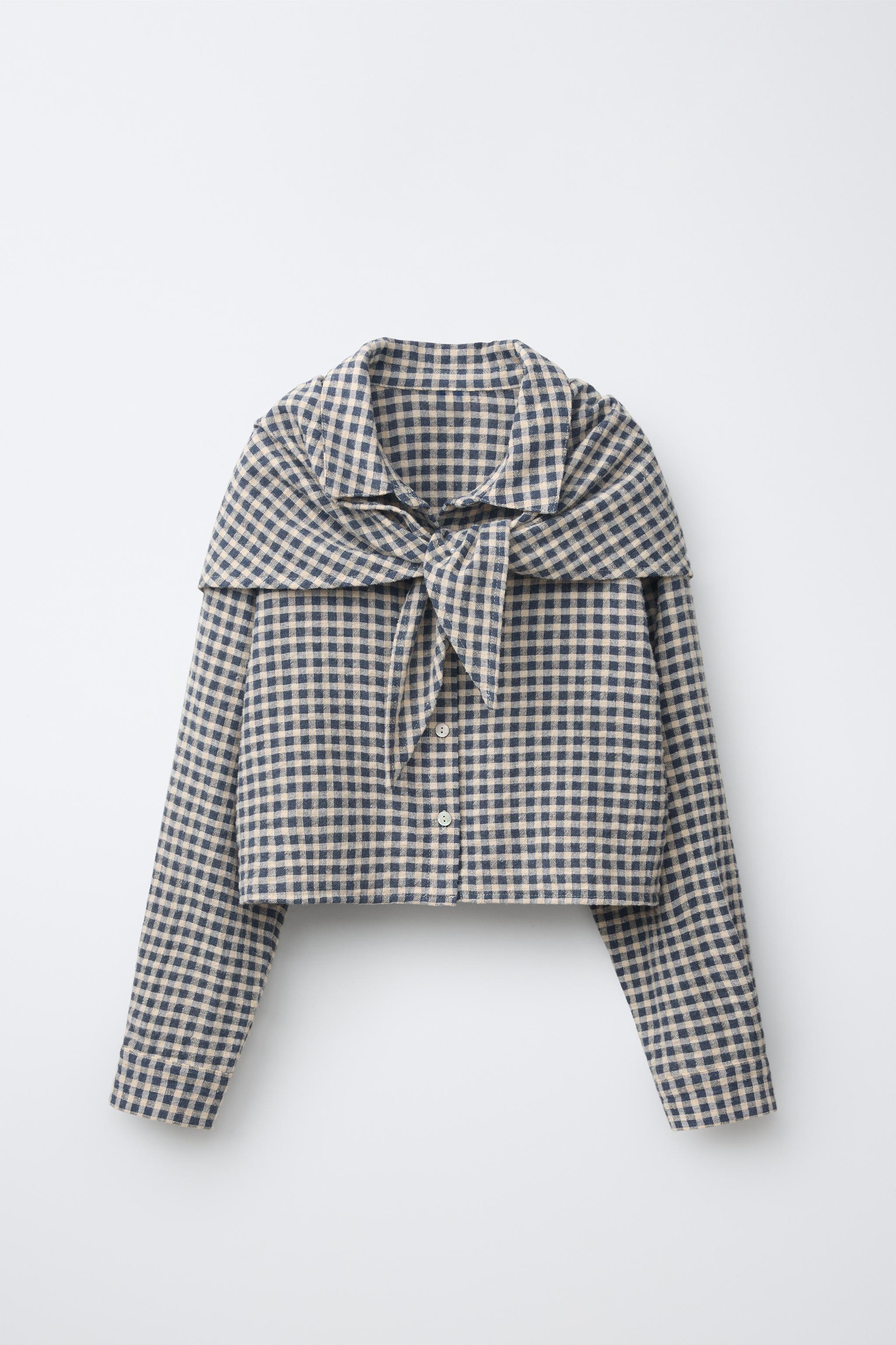 CHECK SHIRT WITH POCKET SQUARE - Blue | ZARA South Africa