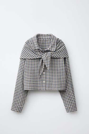 CHECK SHIRT WITH POCKET SQUARE - Blue by Zara - Image 0