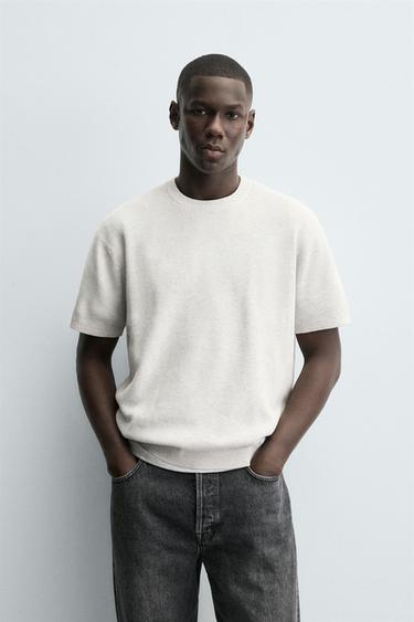 PURL KNIT T-SHIRT - Grey marl by Zara