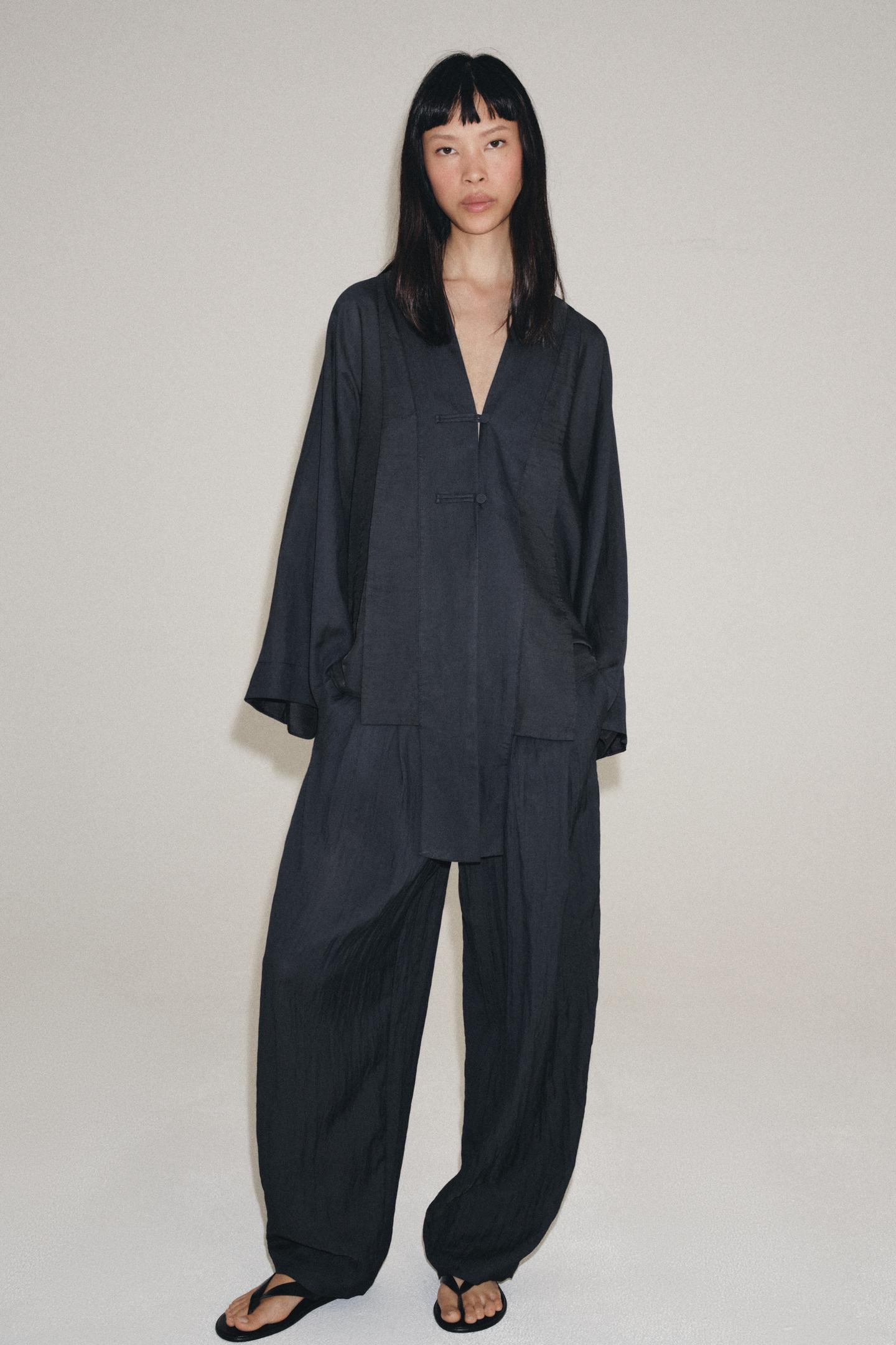Женские брюки Zara ZW Collection Fluid Pleated, цвет: Тёмный серый — фото 2