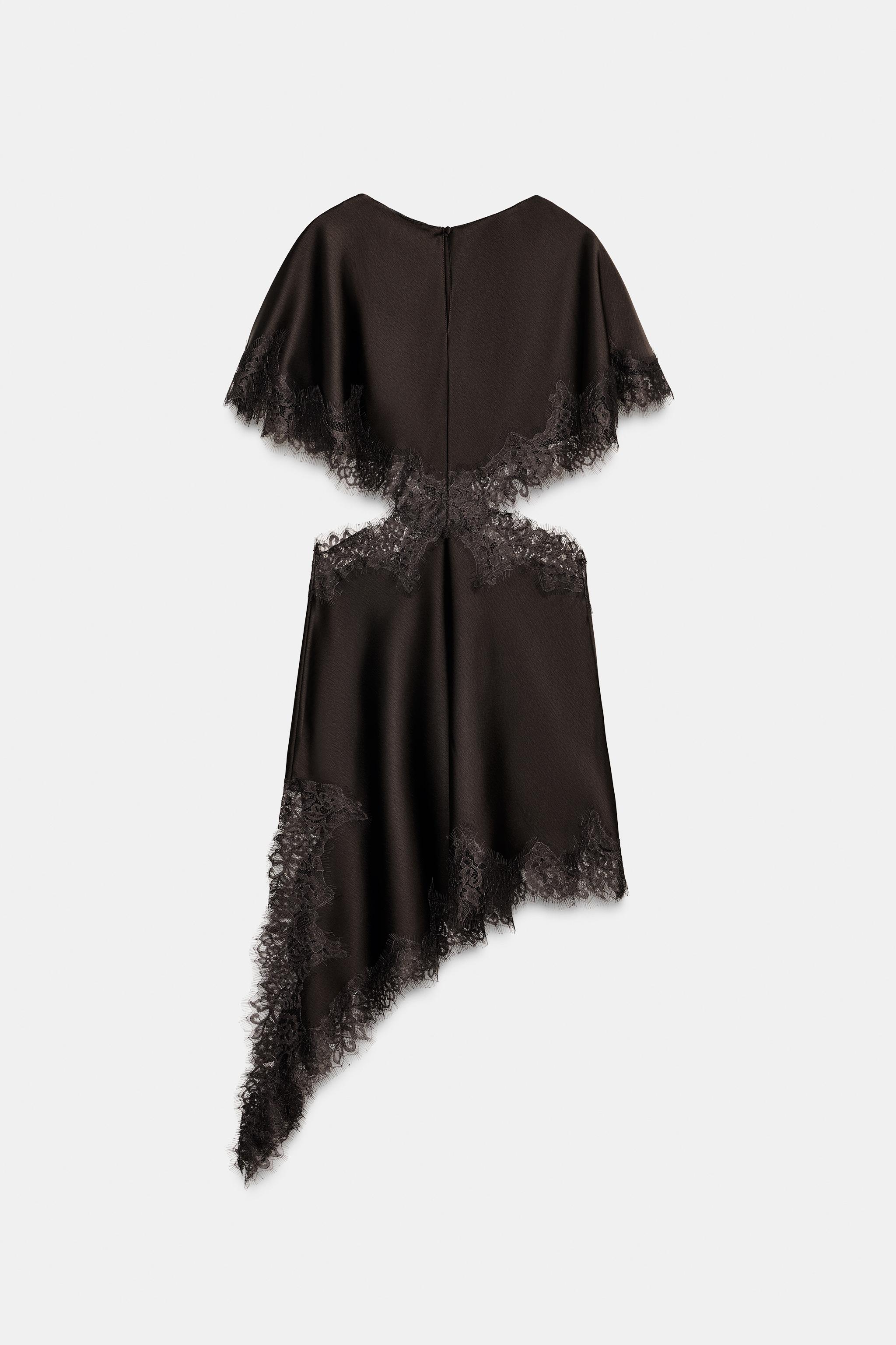 CUT-OUT LACE DRESS ZW COLLECTION - Dark brown | ZARA Australia