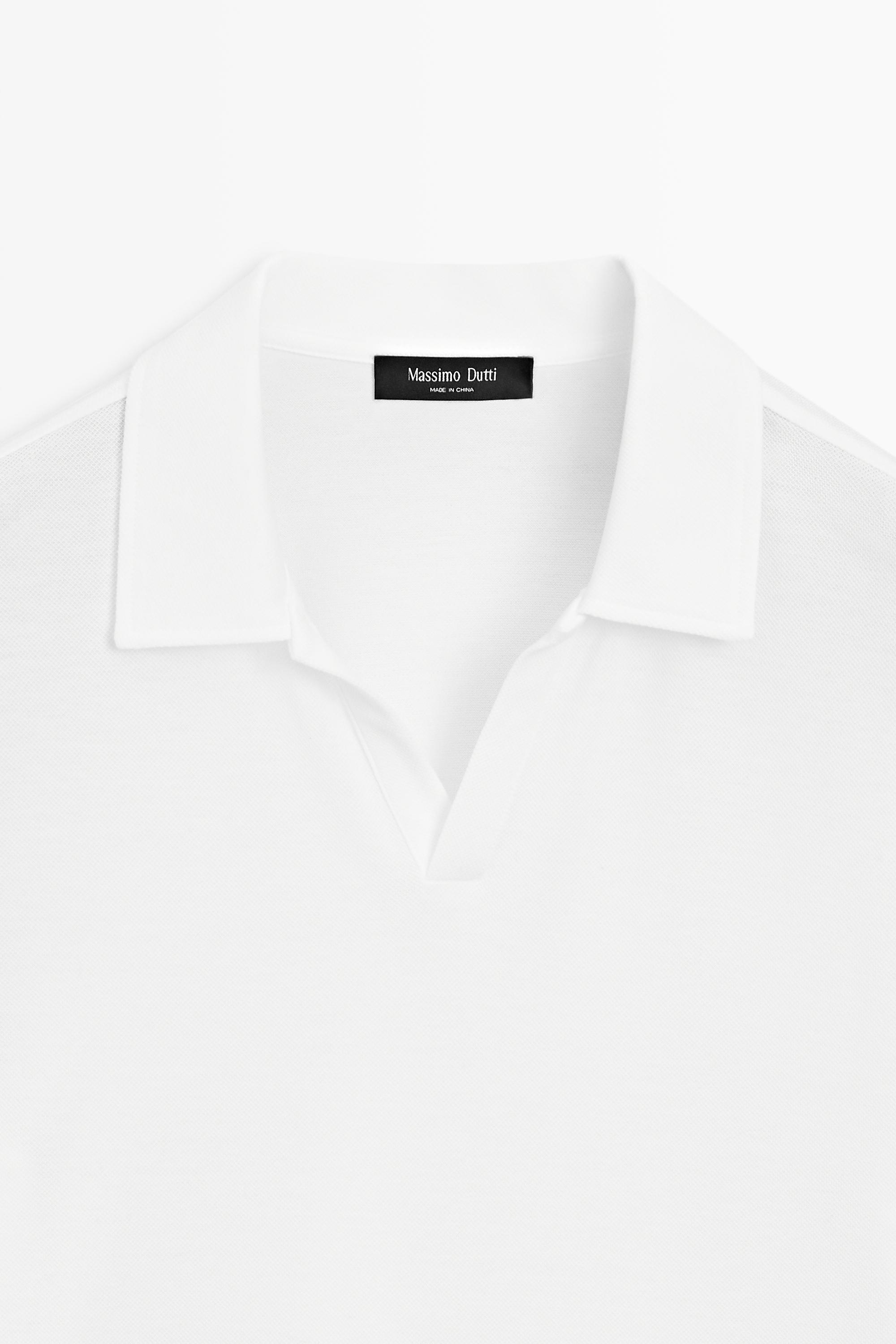 Polo piqué micro-texturé à col en V