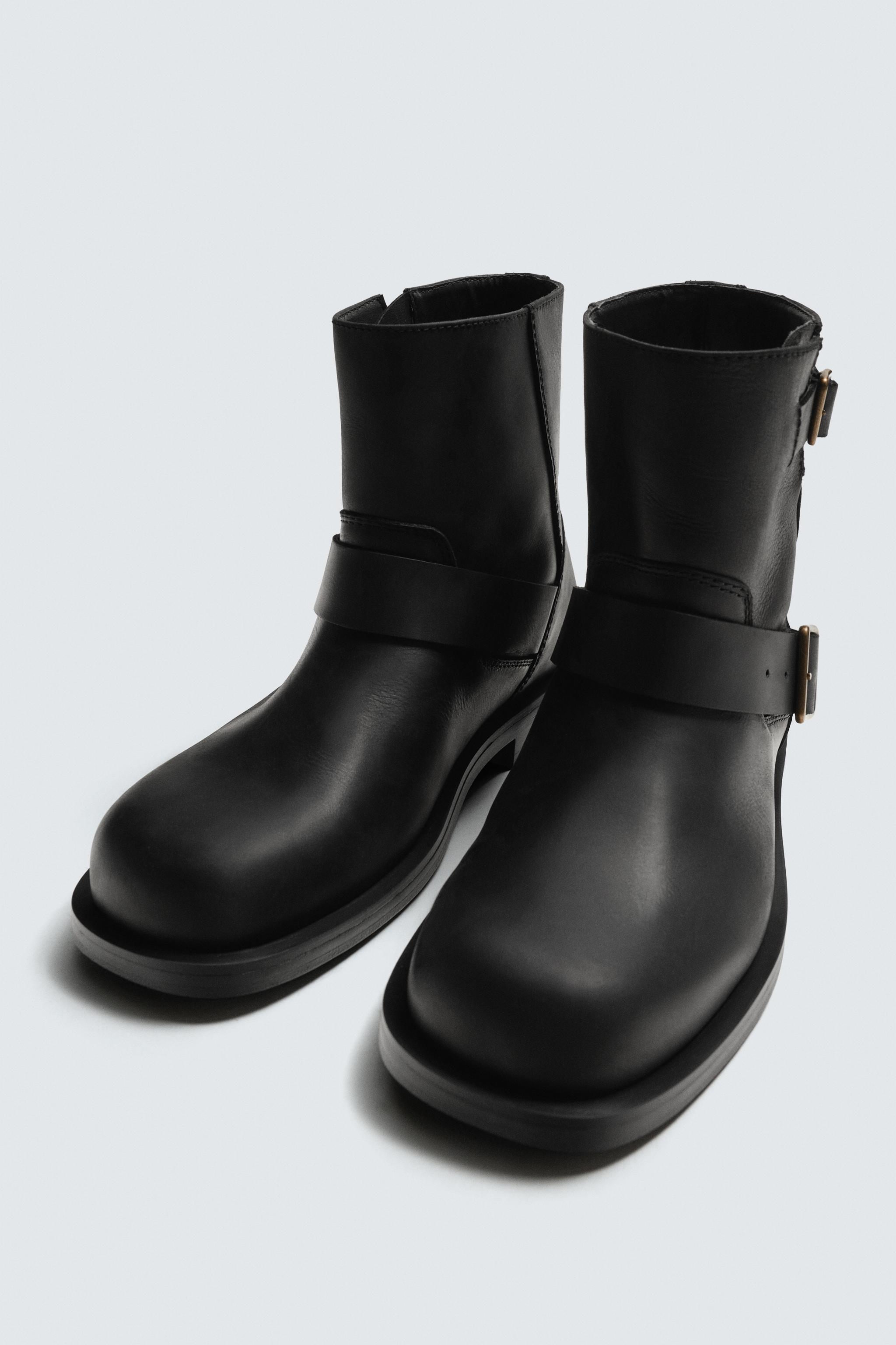 バックル レザーブーツ - ブラック | ZARA Japan / 日本