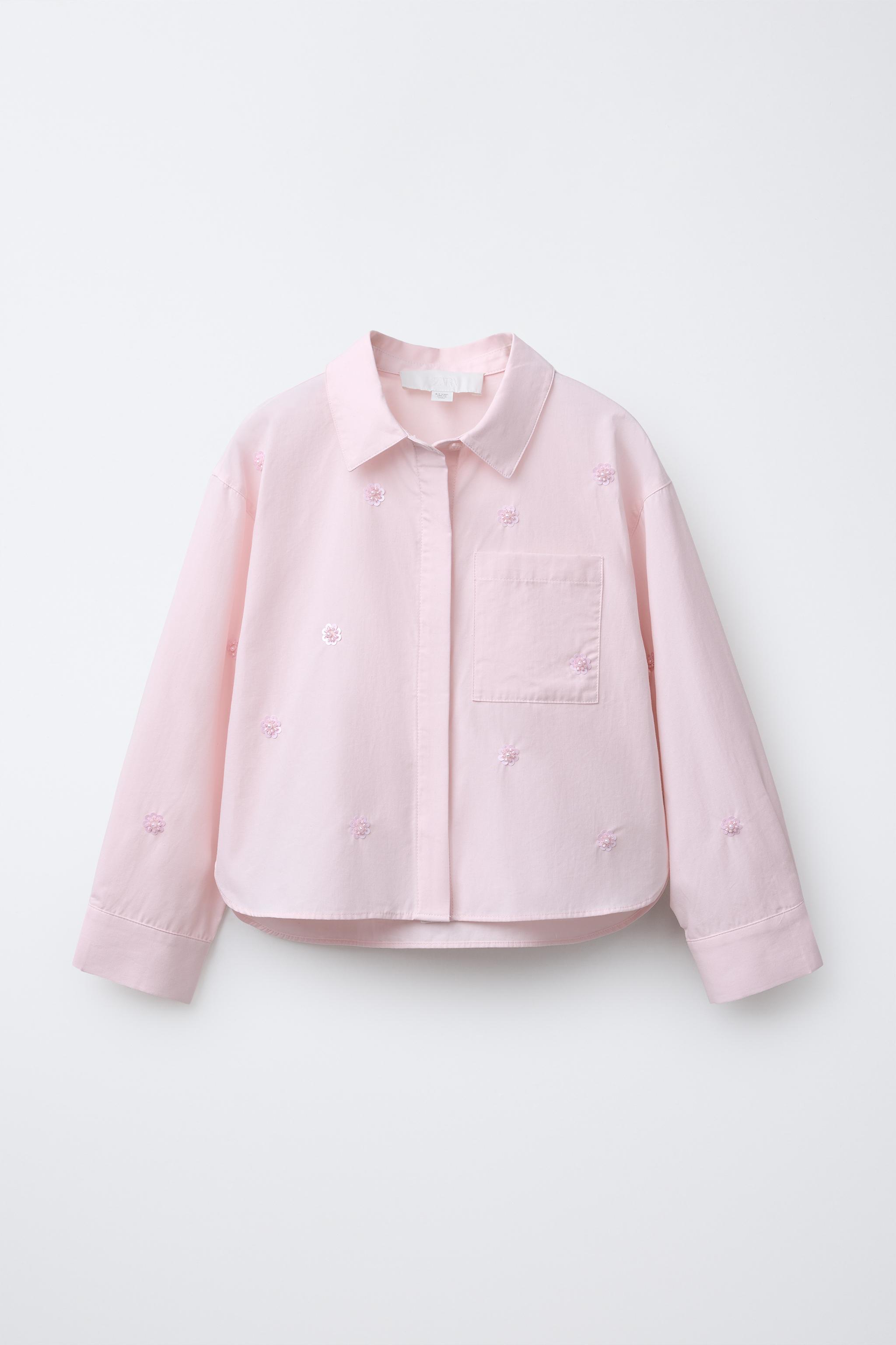 フラワービーズ シャツ - ペールピンク | ZARA Japan / 日本