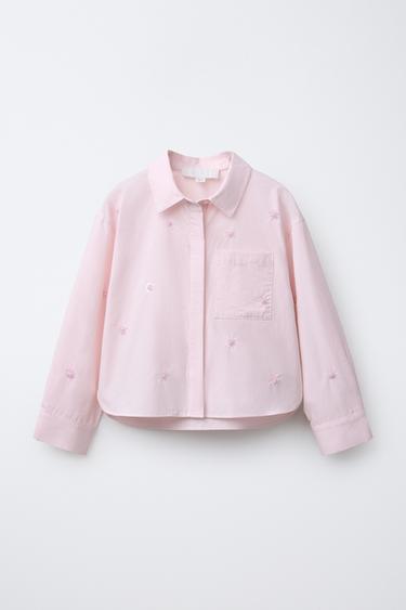 BEADED FLORAL SHIRT - Pale pink by Zara