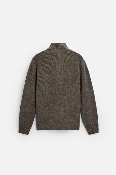 PULL À COL ZIP TEXTURÉ - Marron / Taupe de Zara - Image 5