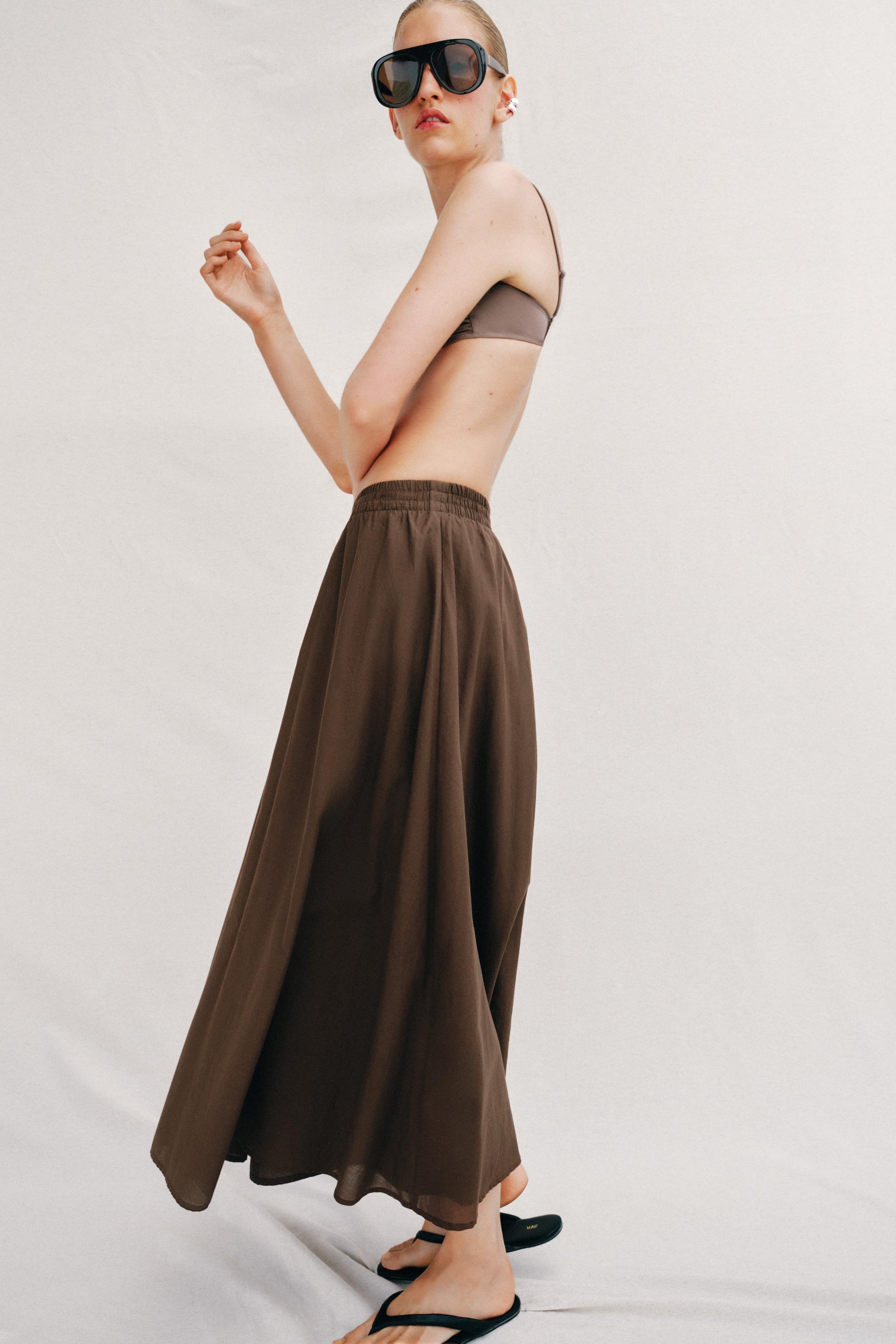 Женские юбки Zara LAYERED MIDI SKIRT — фото 4