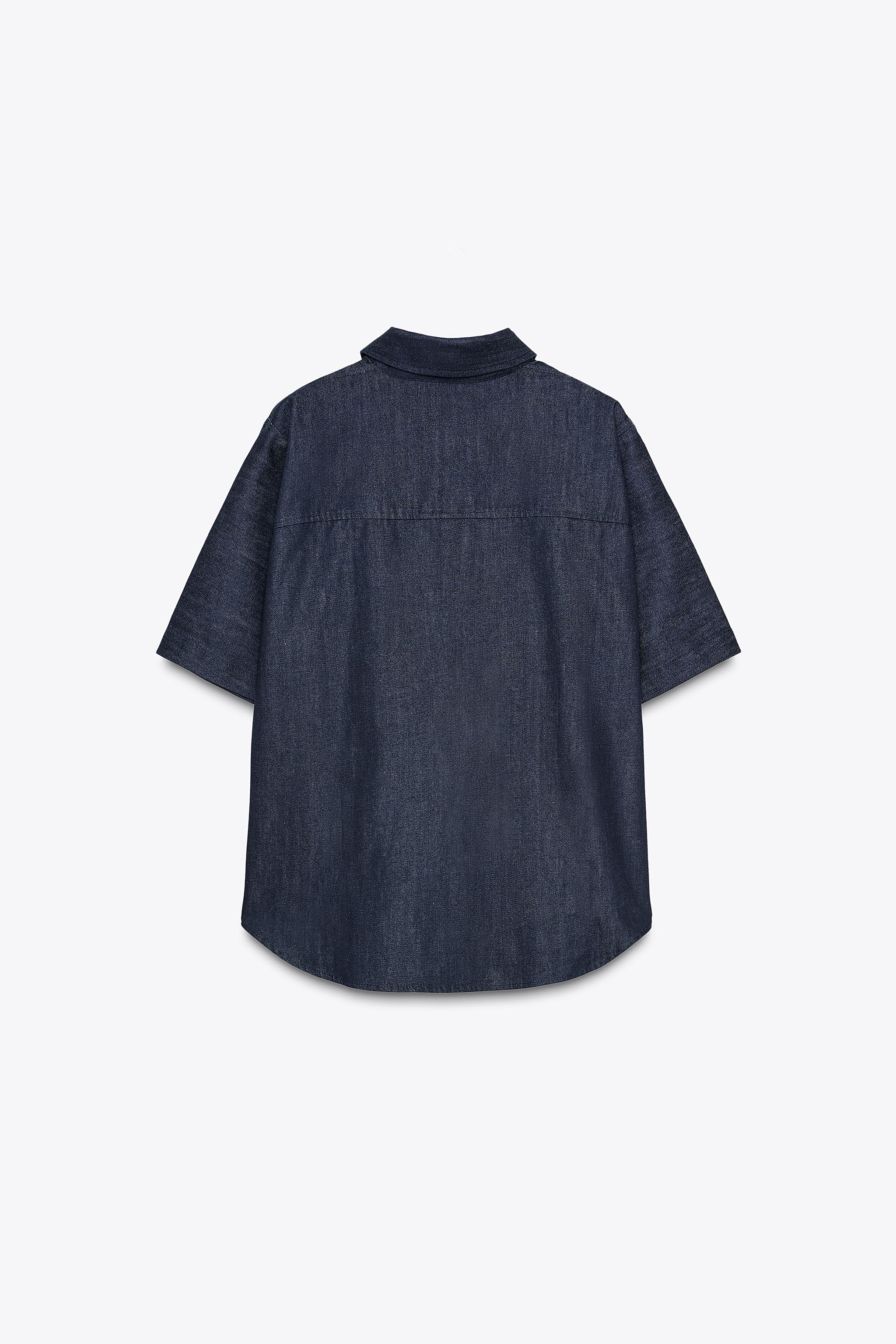 boページ ZW COLLECTION DENIM BLOUSE - Blue | ZARA Canada