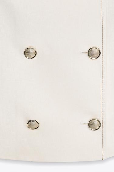 BLAZER MANCHES COURTES AVEC LIN - Écru de Zara - Image 6