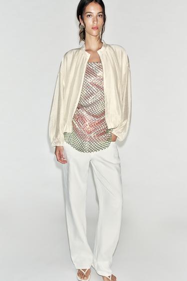 PLEATED BOMBER JACKET - Ecru by Zara