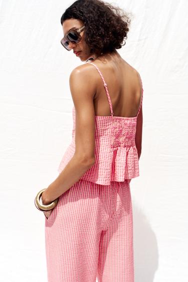 TOP LACETS RAYURES - Rose de Zara - Image 4