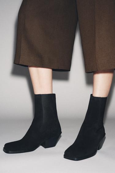 BOTTINES À TALONS BLOCS - Noir de Zara - Image 1