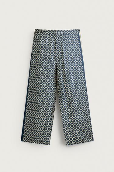 Zara LIMITED EDITION FLOWY PANTS WITH SIDE BANDS - Printed