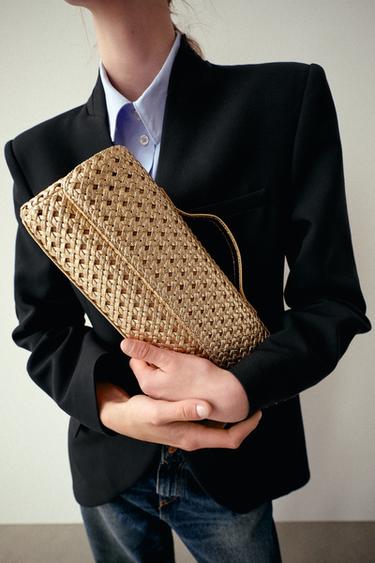 Zara Altın - ÖRGÜLÜ CLUTCH ÇANTA