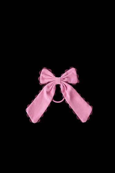 RUFFLE BOW CLIP HAIR TIE - Magenta by Zara - Image 0