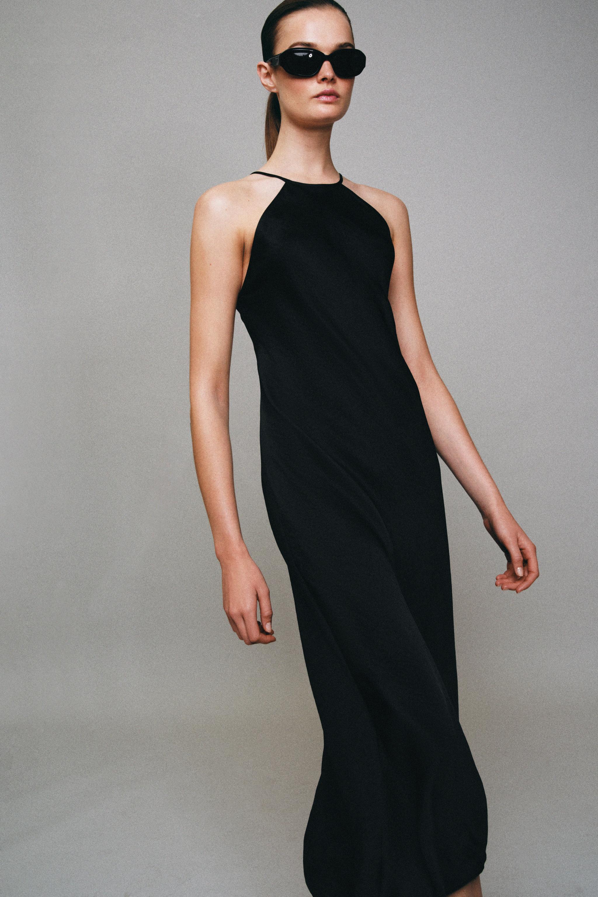 HALTER YAKA SATEN YÜZEYLİ ELBİSE ZW COLLECTION - Görsel 2