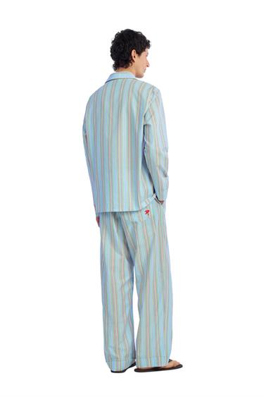 PANTALON DÉCONTRACTÉ EN JACQUARD À RAYURES - Bleu clair de Zara - Image 1