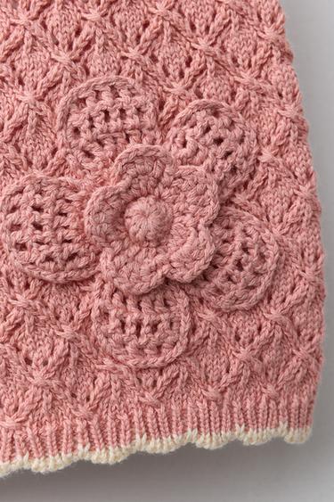 SHORT EN MAILLE À FLEURS - Rose corail de Zara - Image 3