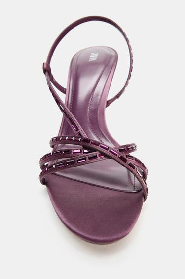SANDALES À TALONS ET BRIDES BRILLANTES - Violet de Zara - Image 4