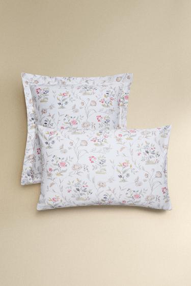 Zara FLORAL SATEEN PILLOWCASE - Oyster-white - Image 0