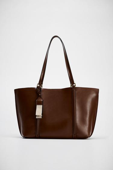 BOLSO SHOPPER - Marrón de Zara