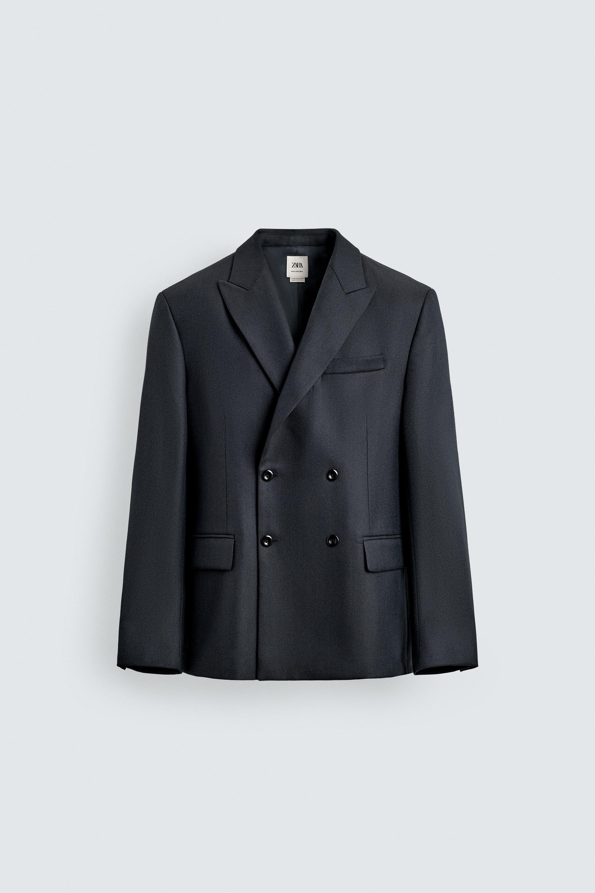 DOUBLE-BREASTED TEXTURED SUIT BLAZER - Navy blue | ZARA Spain