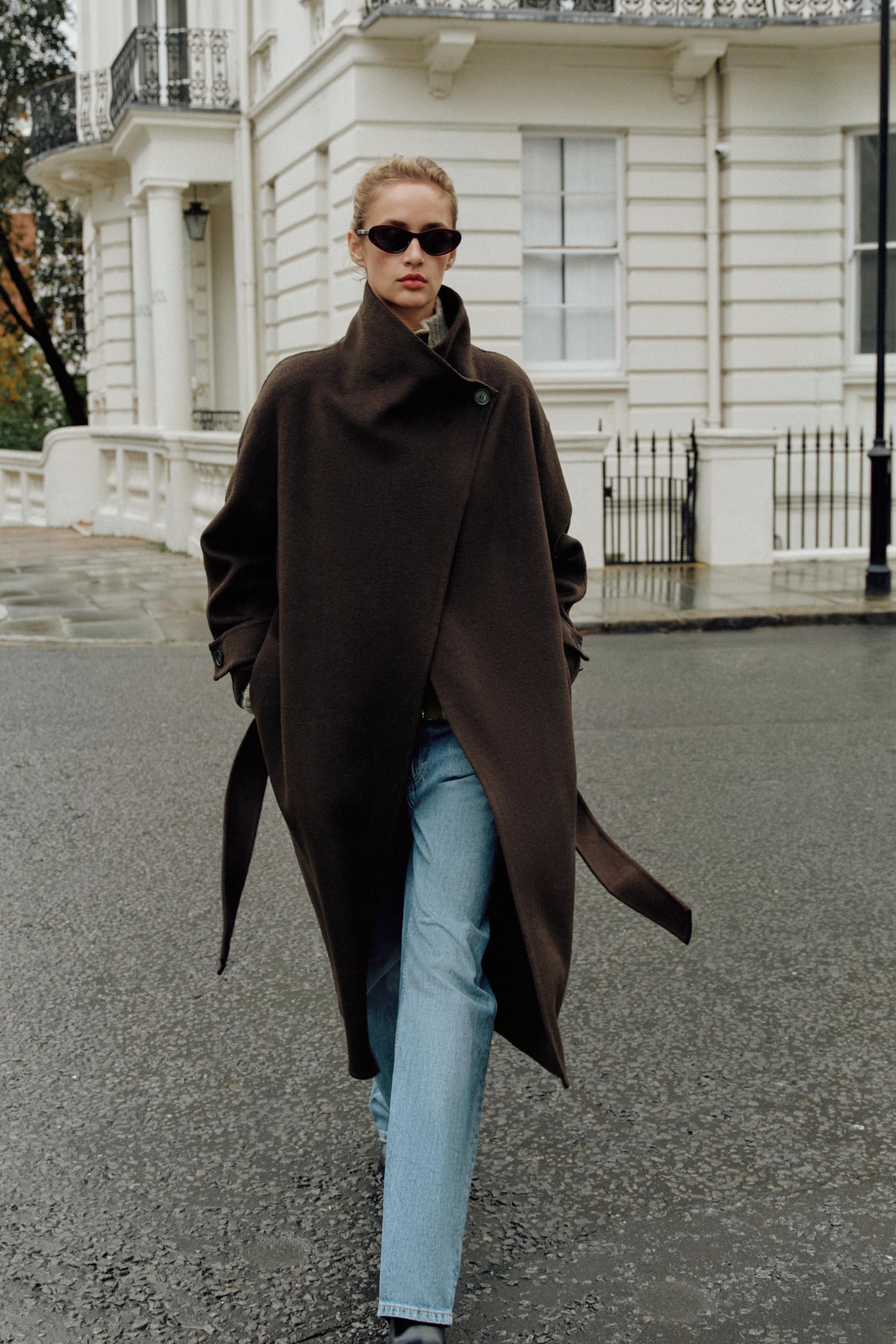 Wool Blend Belted Double-Breasted Coat by Zara