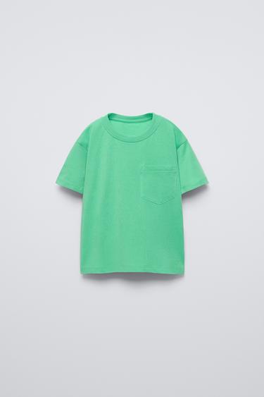 Zara PLAIN POCKET T-SHIRT - Green